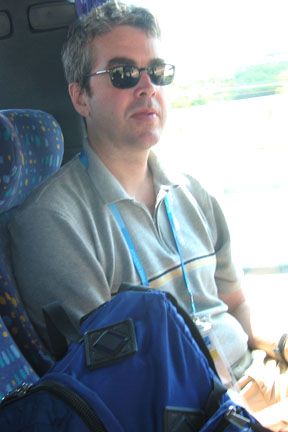 Geoff on a bus